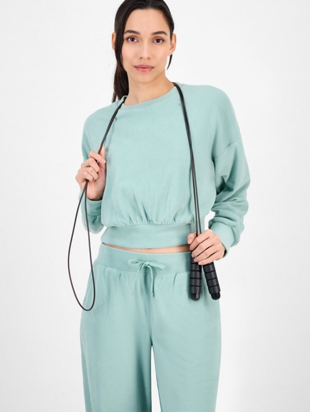 ID IDEOLOGY Cropped Mint Butter Fleece Cropped Sweatshirt SIZE XL NWT
